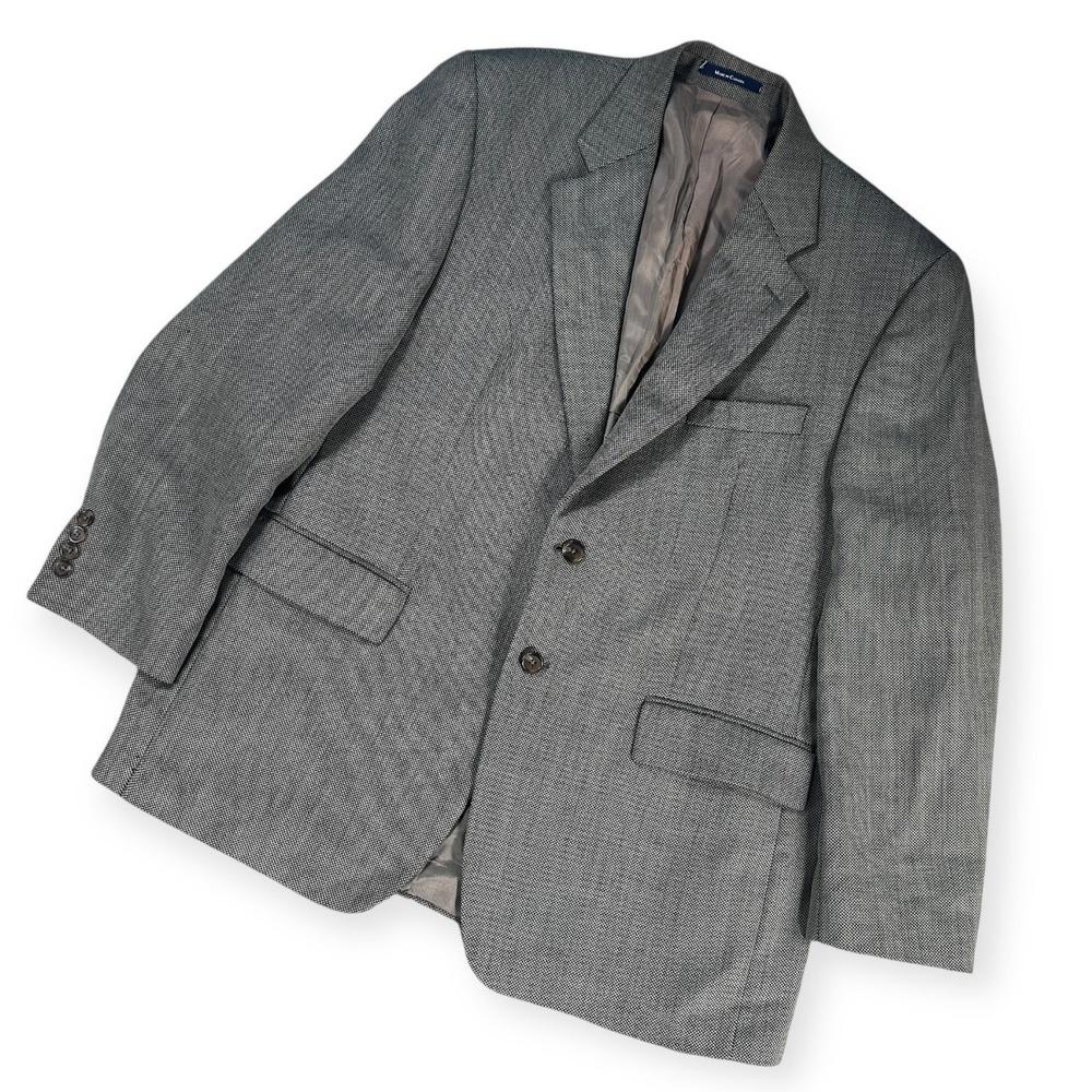 Chaps Ralph Lauren Mens 44R Blazer Pure New Wool Grey Houndstooth‎ Sport Coat